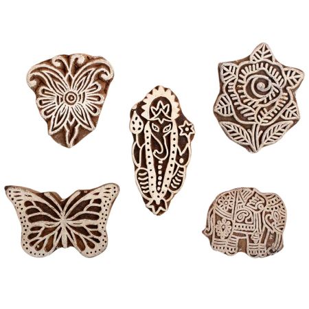 Set of 5 Piece New Mix Wooden Printing Block